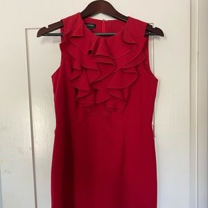 Bold red corporate dress!